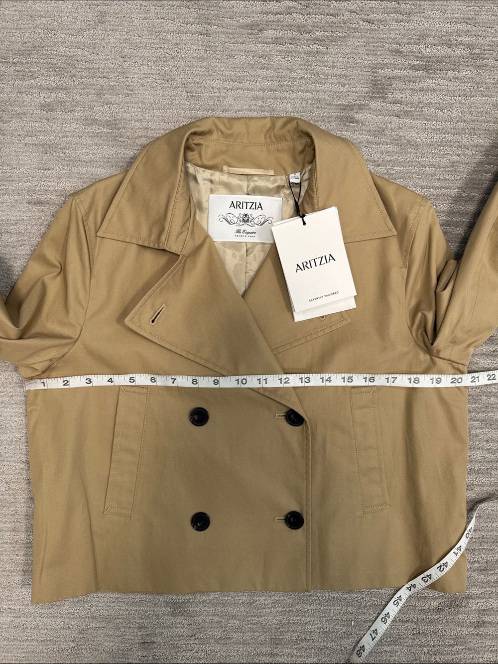 Aritzia NWT The Esquire Short Trench Coat Wicker Tan Size Small - Picture 14 of 16